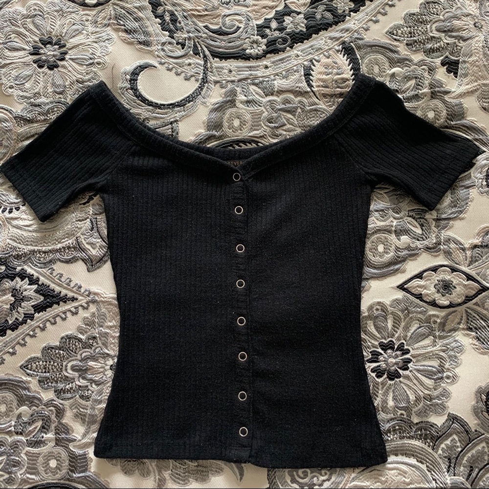 Forever 21 Black Over the Shoulder Top